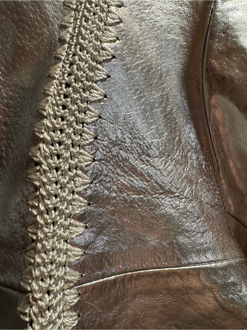 Women’s Metallic Silver Genuine Leather  Coat Jacket - Picture 4 of 7